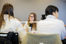 Carlee Petereit listens to her talking partner during the Study Abroad Speed Dating. February 13, 20