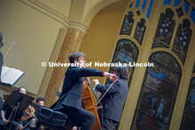 Connor Peterson, a Junior Music major, plays Concerto in E minor for Cello and Orchestra during the 