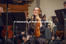 Andrea Alvarado, the Principal Viola for UNL's Symphony plays her viola at the UNL Symphony's Studen