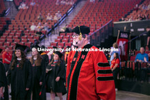 Dr. Robert Gorman watches UNL’s graduate students as they walk to their seats. May 17, 2024. 