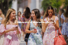 Sorority recruits fill the streets during Wednesday’s Philanthropy Rounds. August 21, 2024. 