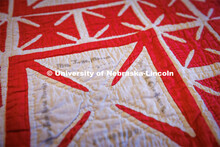 Names are visible on a quilt that the Genealogical Task Force recently examined.

International Quil