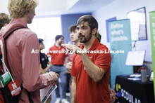 Raikes Design Studio held a job fair in the Gaughan Center where students meet the clients in a job 