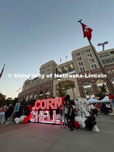 Cornchella sign in front of Memorial Stadium for Nebraska vs Rutgers homecoming football game and Co