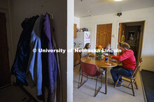 Breanna Gilmore, Sarah Dilley and McKenna Carr eat lunch together in their apartment that is part of