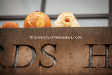 Close up of Richard’s Hall pumpkin display. Fall on City Campus. October 30, 2024. 