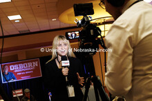 Sophomore Sophie Farrell records a segment for Nebraska Nightly’s election coverage inside U.S. Se