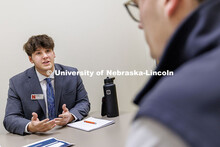 Sophomore Joe Idstein pitches his product at the Fall 2024 Center for Sales Role-Play Competition. N