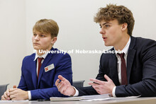 Joshua Buhr and Henry Moberly, right, sell their product in the semi-final round. Fall 2024 Center f