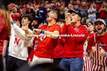 Fans cheer for the Huskers at the Nebraska vs. Minnesota volleyball game. November 14, 2024. 