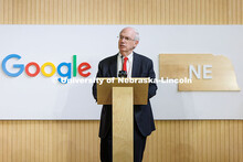 President Jeffrey Gold makes remarks at Innovation Campus. Google announced that it is giving $250,0