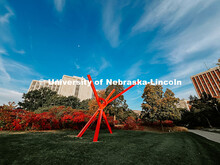 Old Glory sculpture in the Cather Gardens. Fall photos on City Campus. July 1, 2024. Taylor DeMaro /