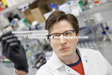 Connor Hines, graduate student in biochemistry works in the Buan laboratory. Buan Laboratory in the 