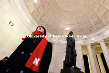 Grant Jochum looks around the inside of the Thomas Jefferson Memorial. Inauguration choir trip. Janu