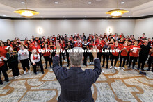 Peter Eklund, Professor in the Glenn Korff School of Music, conducts the UNL Choir during rehearsal 