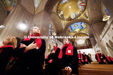 Lauren Roberts looks up as she walks inside the Basilica of the National Shrine of the Immaculate Co