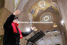 Directing the UNL choir inside the Washington National Cathedral. Inauguration choir trip. January 1