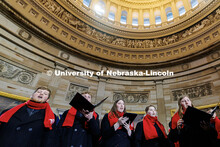 Members of the UNL Choir rehearse inside the United States Capitol Rotunda. Inauguration choir trip.