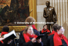 UNL students practice for the 2025 Presidential Inauguration in the United States Capitol Rotunda. I