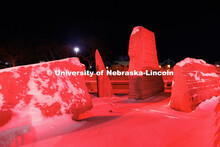 UNL’s Broyhill Fountain is lit up red for 2025’s Glow Big Red event. Glow Big Red. February 12, 