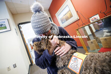 Myka Blake, a senior Fisheries and Wildlife major, hugs Jonas during Jonas’ fourth birthday party 