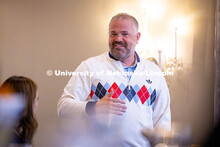 UNL’s head football coach Matt Rhule gives a speech to the UNL and Abbott group during the dinner 