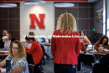 Celeste Spier, the Director of Organizational Development in Human Resources, trains a UNL group Str