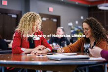 (Left) Celeste Spier, the Director of Organizational Development in Human Resources, engages with Tr