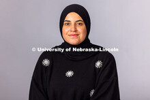 Studio portrait of Zainab Saleh, Academic Advisor for the Explore Center. May 1, 2025. 