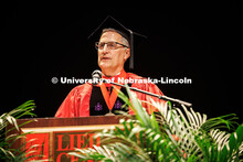 Richard E. Moberly, the Dean of the College of Law addresses the graduates. 2025 College of Law comm