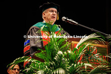President Jeffrey P. Gold addresses the law graduates at the 2025 College of Law commencement in the