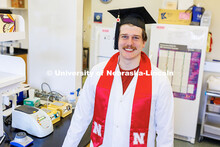 Kai Waddell photographed in a lab in the Morrison Life Sciences Building on East Campus. Waddell is 
