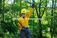 Charlie Stansbery, a senior Fisheries and Wildlife major, covers the fireline, the Prescribed/Wildla