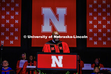 Chancellor Rodney D. Bennett gives his opening remarks at the 2025 Spring Graduate Commencement in P