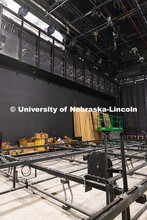 Construction in what will become a flexible performance space in the new Hixson-Lied College of Fine