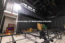 Construction in what will become a flexible performance space in the new Hixson-Lied College of Fine