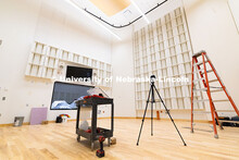 Construction tools in the recording studio of the new Hixson-Lied College of Fine and Performing Art