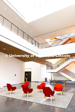 The central lobby of the new Hixson-Lied College of Fine and Performing Arts music building is just 