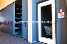 Construction crews add the final touches to the library in the new Hixson-Lied College of Fine and P