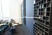 A close-up of the sound-absorbing panels on the walls of a classroom in the new Hixson-Lied College 