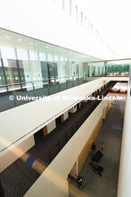 Plate glass walls on the third floor allows plenty of natural light to reach faculty and staff offic
