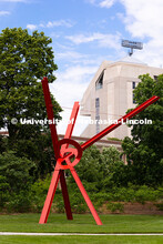 The Old Glory sculpture in front of Memorial Stadium. Spring on City Campus. May 28, 2025. 