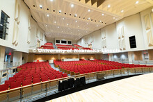 The newly renovated recital hall in Kimball has been fully modernized with updated flooring, seating