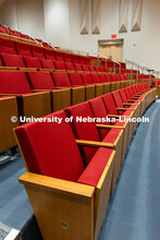 Audience members in the newly renovated Kimball Recital Hall will be seated in new, orange-red uphol