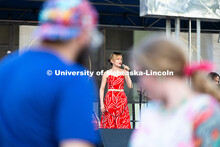 Caity Gyorgy is visible between two dancers as she sings a faster-paced swing tune during Jazz in Ju