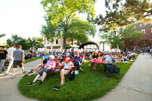 Nancy Conley (seated on the right in the striped shirt) arrived several hours early for Jazz in June