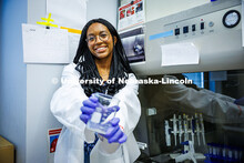 Laila Doyle, a senior Nutritional Science and Dietetics major, poses for a photo in Leverton Hall. D