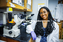 Laila Doyle, a senior Nutritional Science and Dietetics major, poses for a photo in Leverton Hall. D