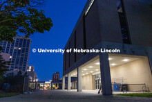 Fencing goes up around Westbrook Music Building prior to its demolition in the summer 2025. June 18,