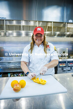 Paige Knebel poses in the Willa Cather Dining Hall. Knebel is the ‘Chef de Cuisine’ for UNL. Her